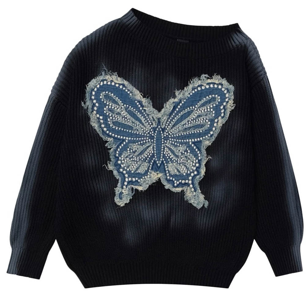 vintage wash butterfly sweater boogzel clothing