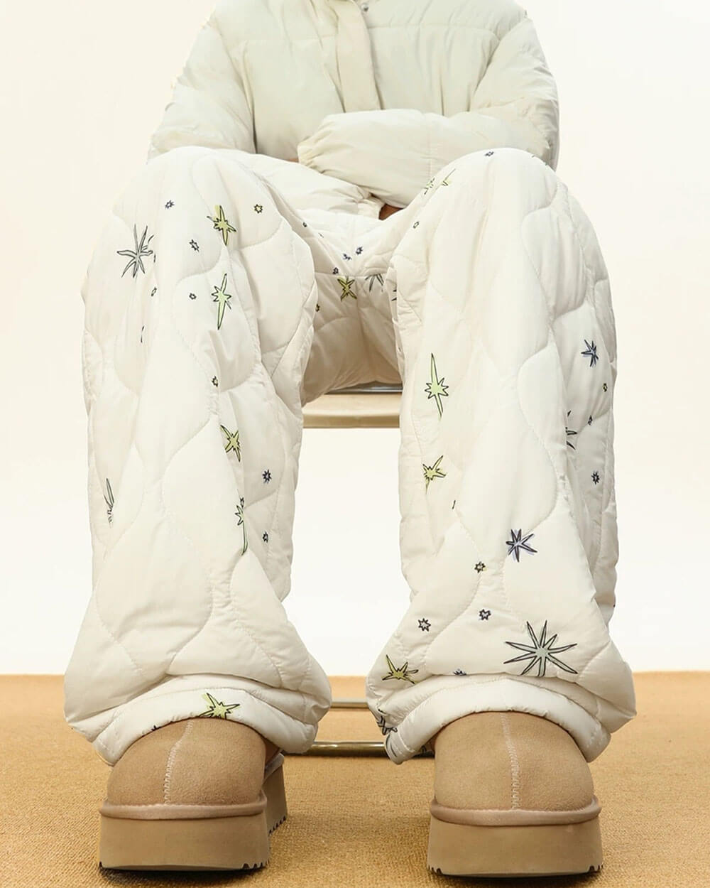 warm quilted snowflake pants boogzel clothing