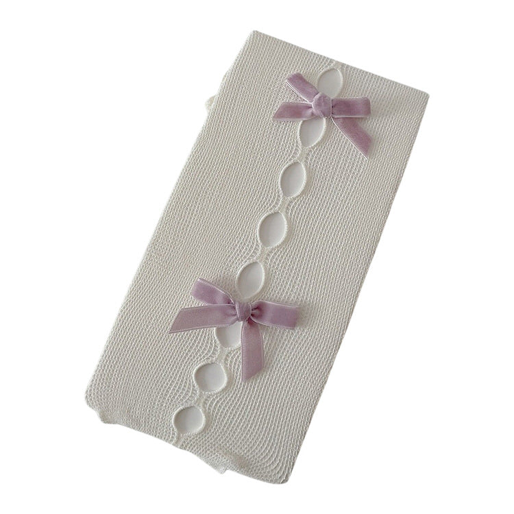 white tights with pink bows, coquette aesthetic tights boogzel clothing