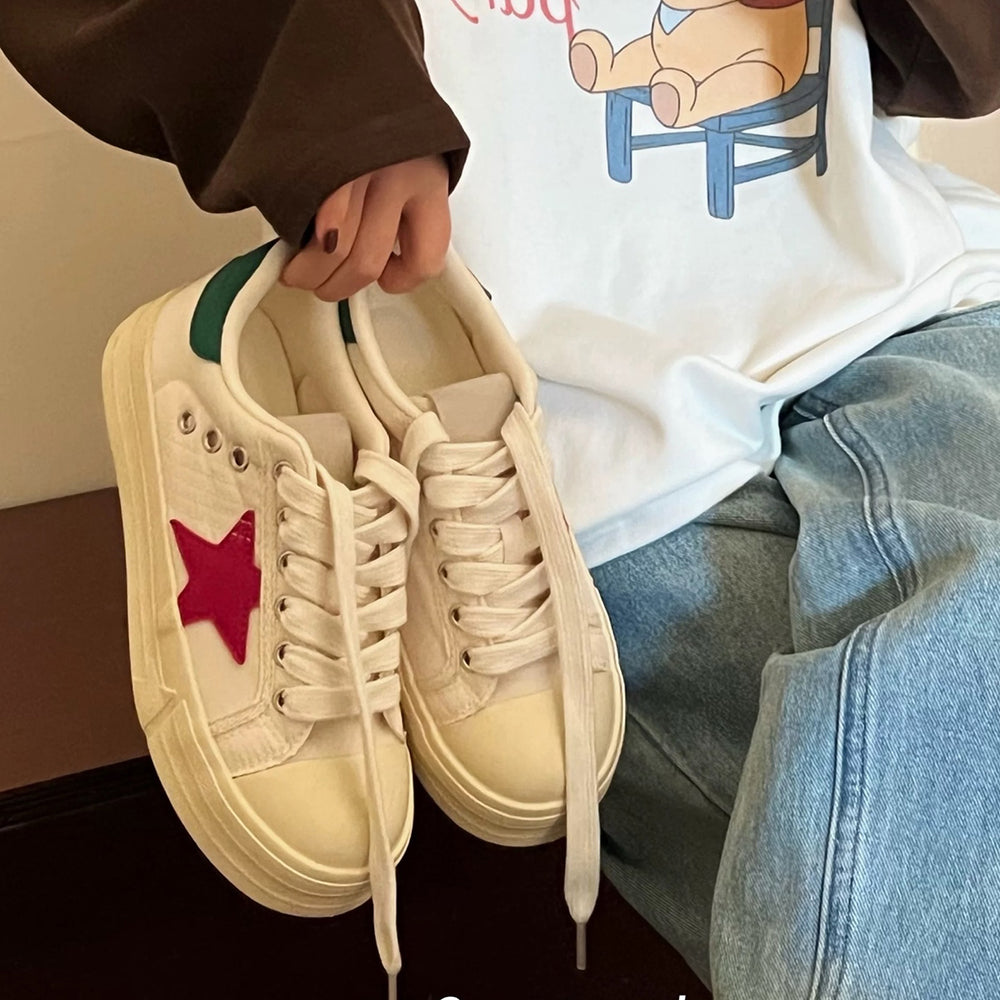 white and red star sneakers boogzel clothing