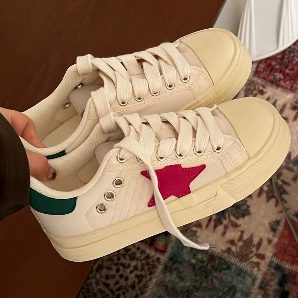 white and red star sneakers boogzel clothing