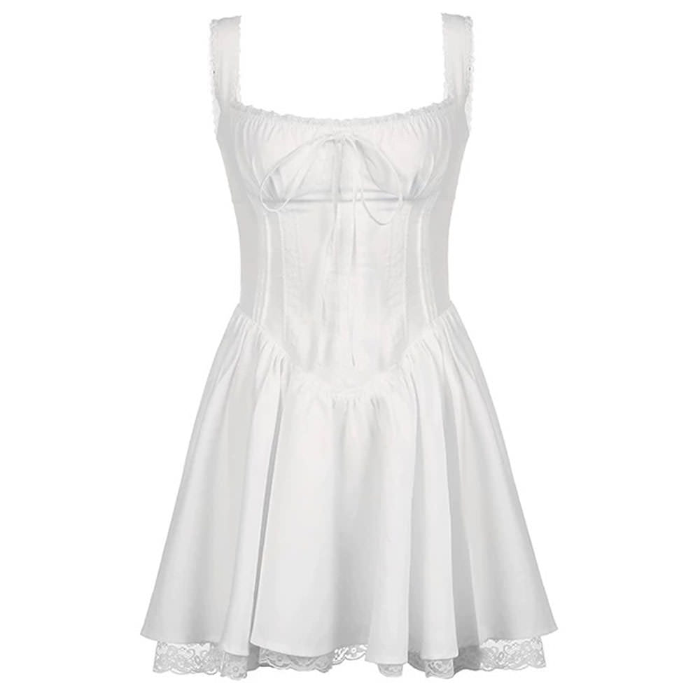white corset lace trim dress boogzel clothing