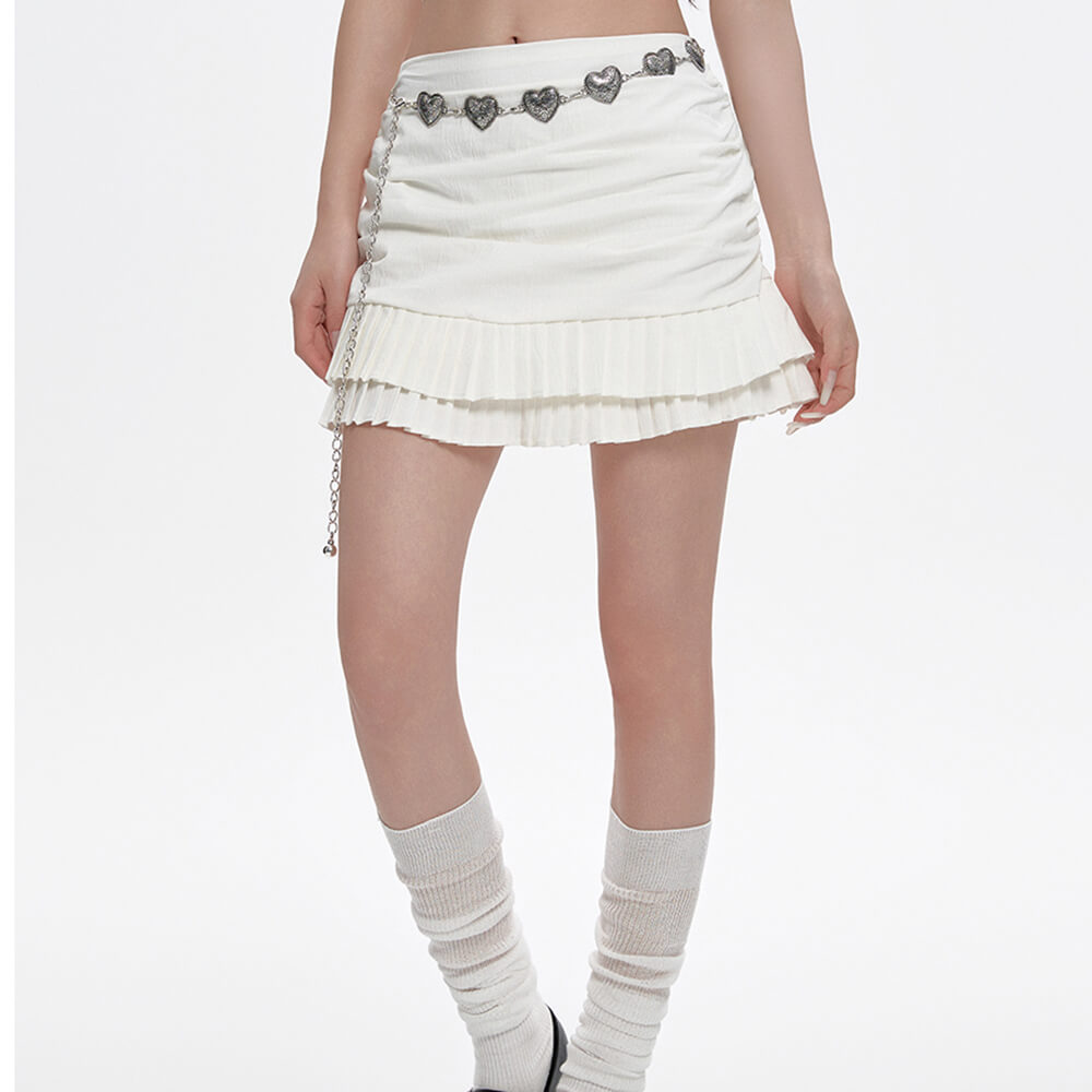 white double layer mini skirt boogzel clothing