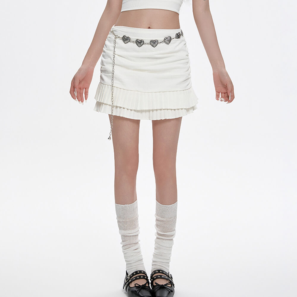 white double layer mini skirt boogzel clothing