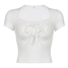 white lace ruched crop top boogzel clothing