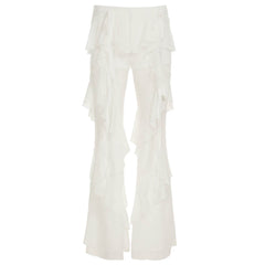 white layered ruffle pants boogzel clothing