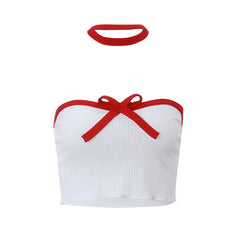 white and red top, coquette aesthetic clothes, coquette outfit, boogzel clothing