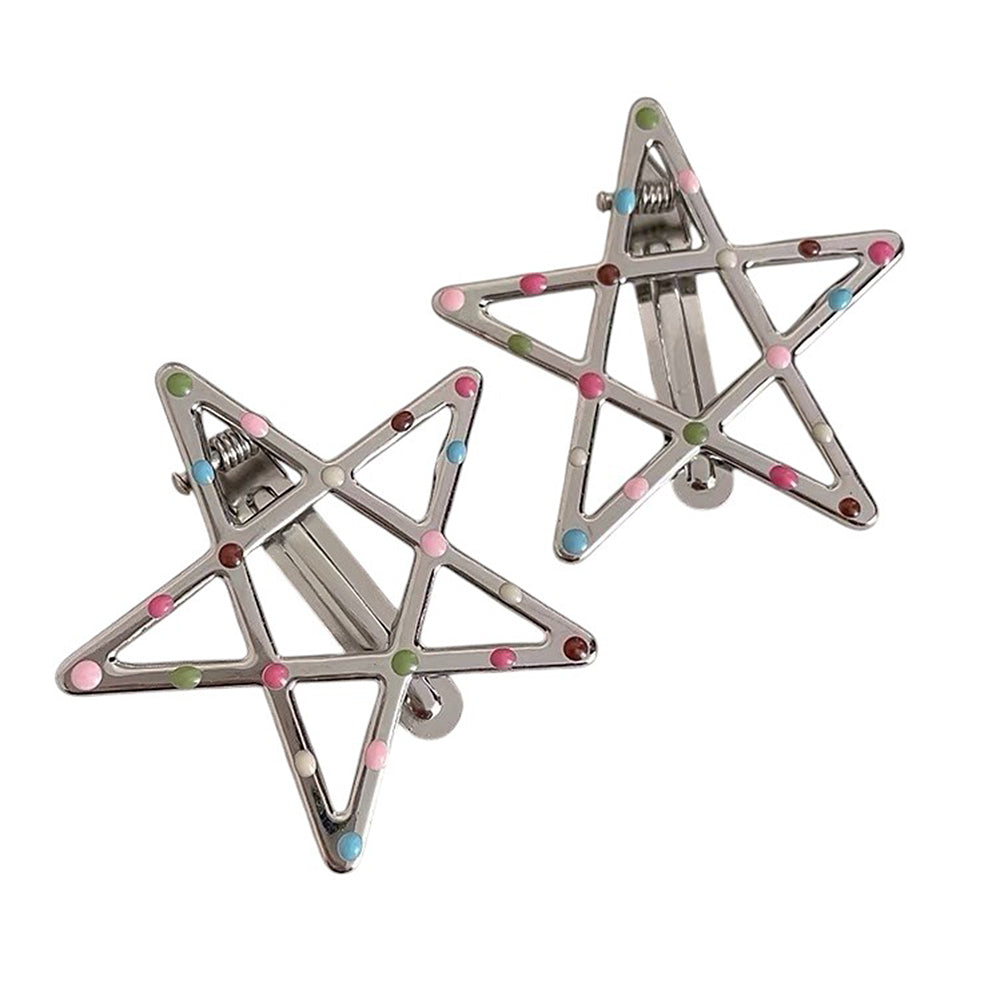 y2k silver star hair clips boogzel clothing