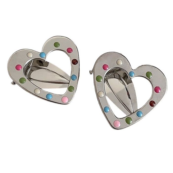 y2k silver heart hair clips boogzel clothing