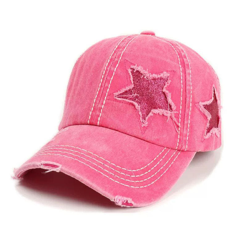 Y2K Glitter Star Denim Baseball Cap boogzel 
