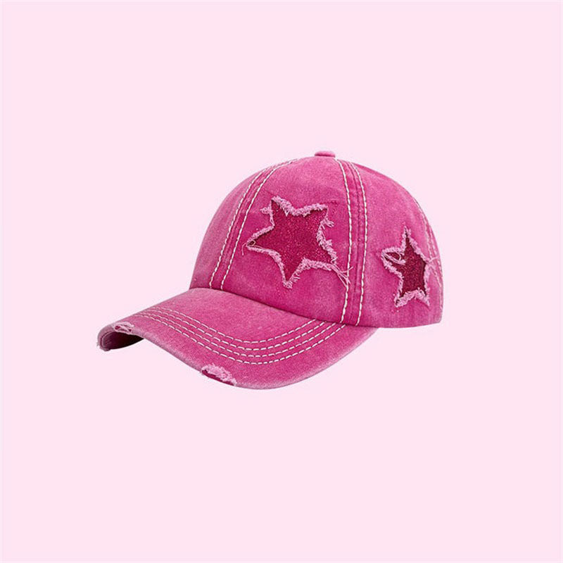 Y2K Glitter Star Denim Baseball Cap boogzel 