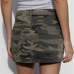 y2k camo denim mini skirt boogzel clothing