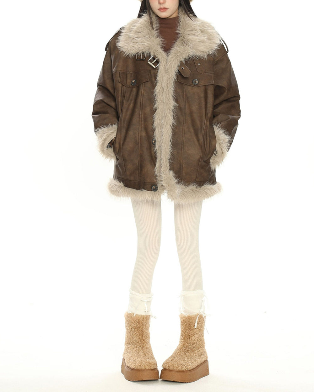 y2k fur trim aviator jacket boogze clothing