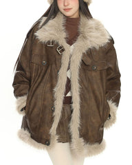 y2k fur trim aviator jacket boogze clothing