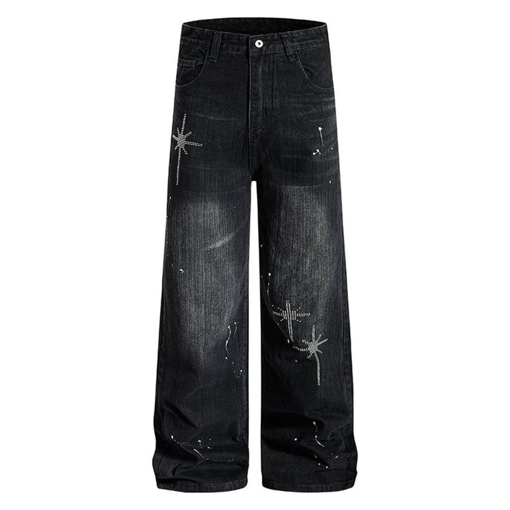 y2k rhinestone star jeans boogzel clothing