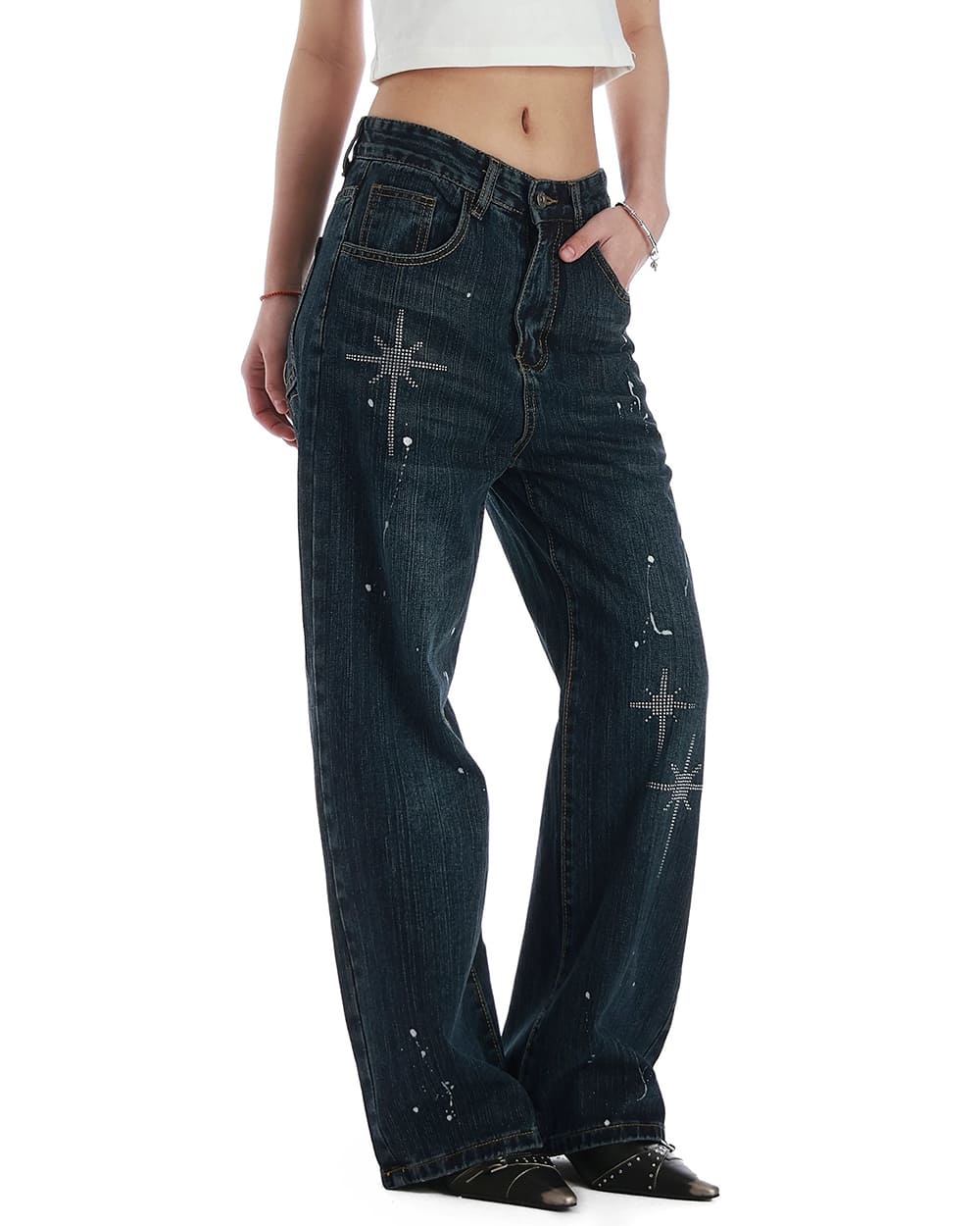 y2k rhinestone star jeans boogzel clothing