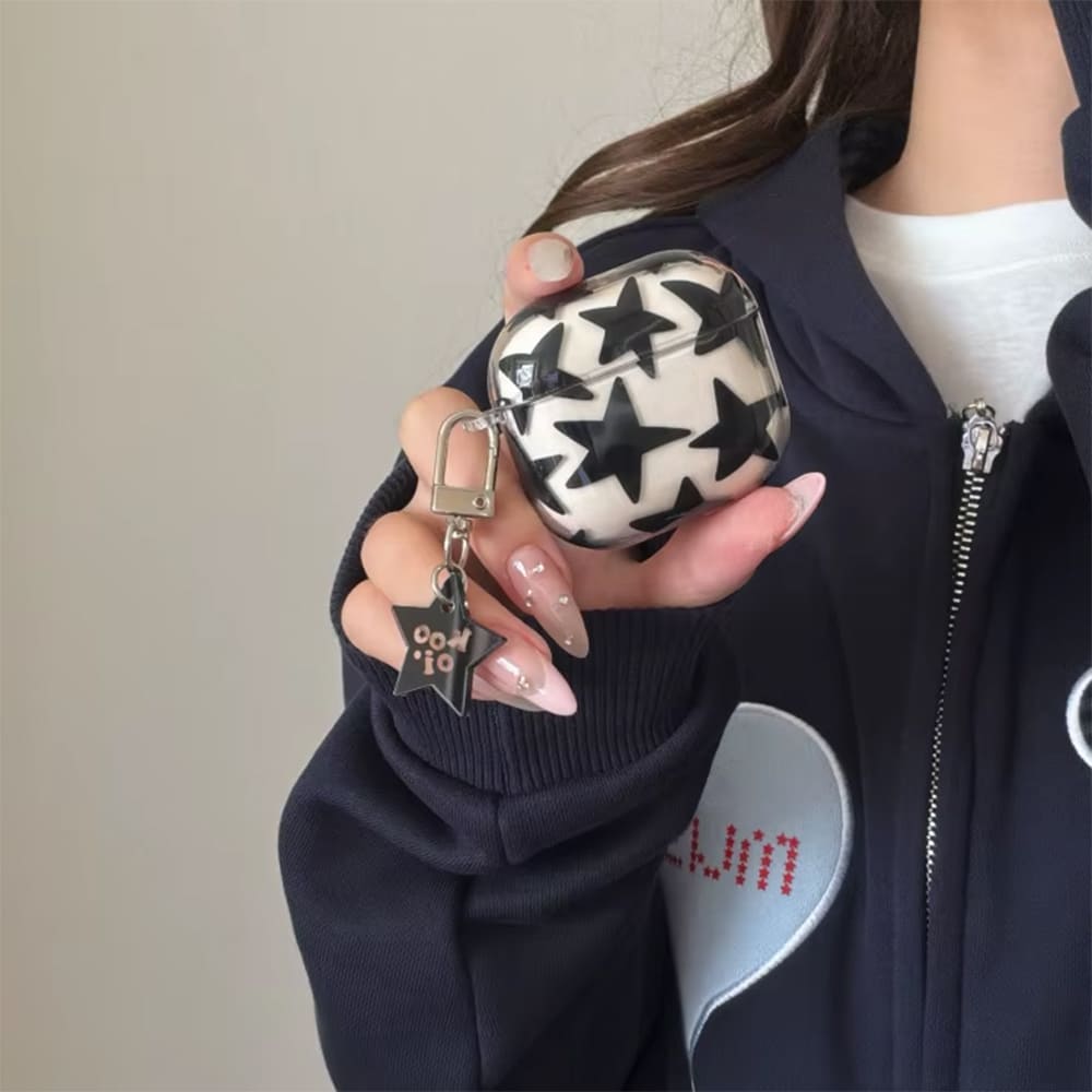 y2k black stars airpods case boogzel clothing