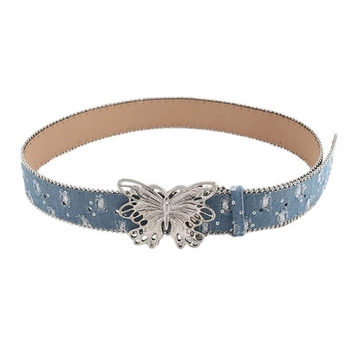 y2k butterfly buckle denim belt boogzel clothing