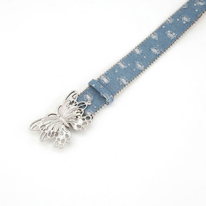 y2k butterfly buckle denim belt boogzel clothing