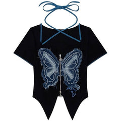 y2k butterfly cutout top boogzel clothing