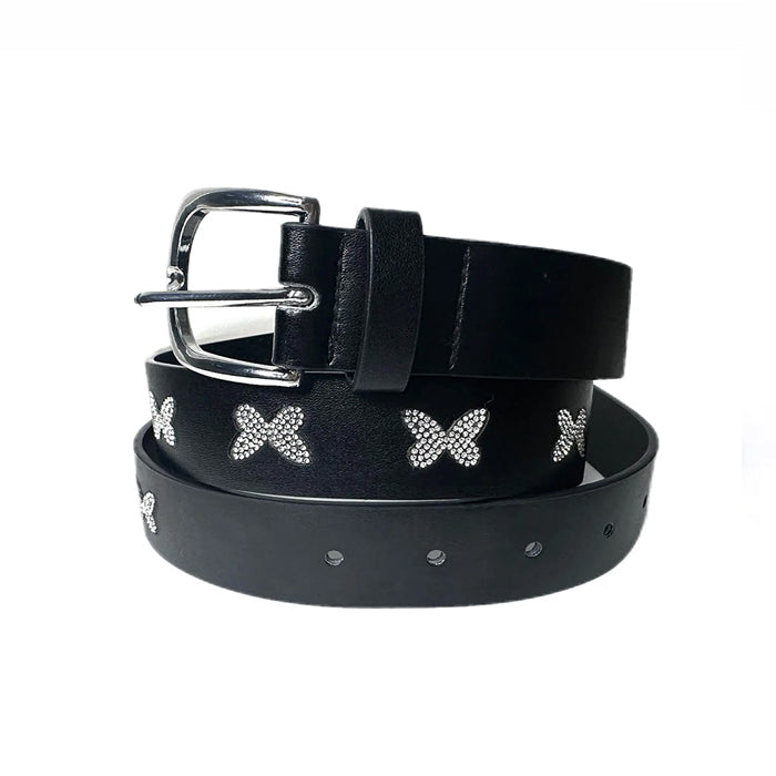 y2k butterfly rhinestone belt boogzel clothing