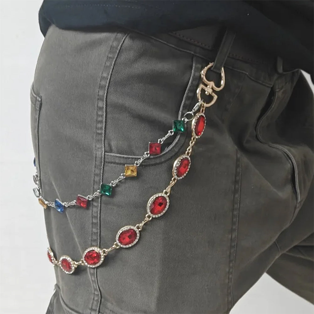 y2k colorful gem jeans chain boogzel clothing