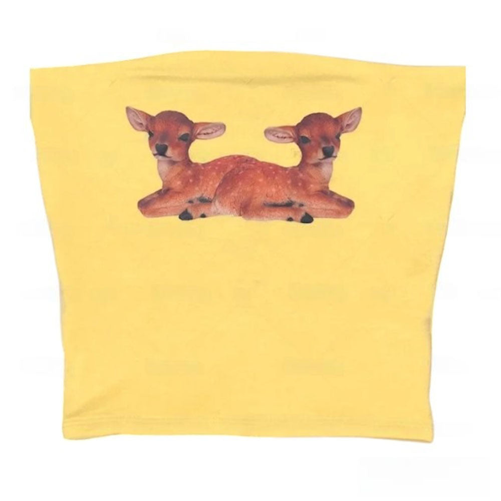 y2k deer print tube top boogzel clothing