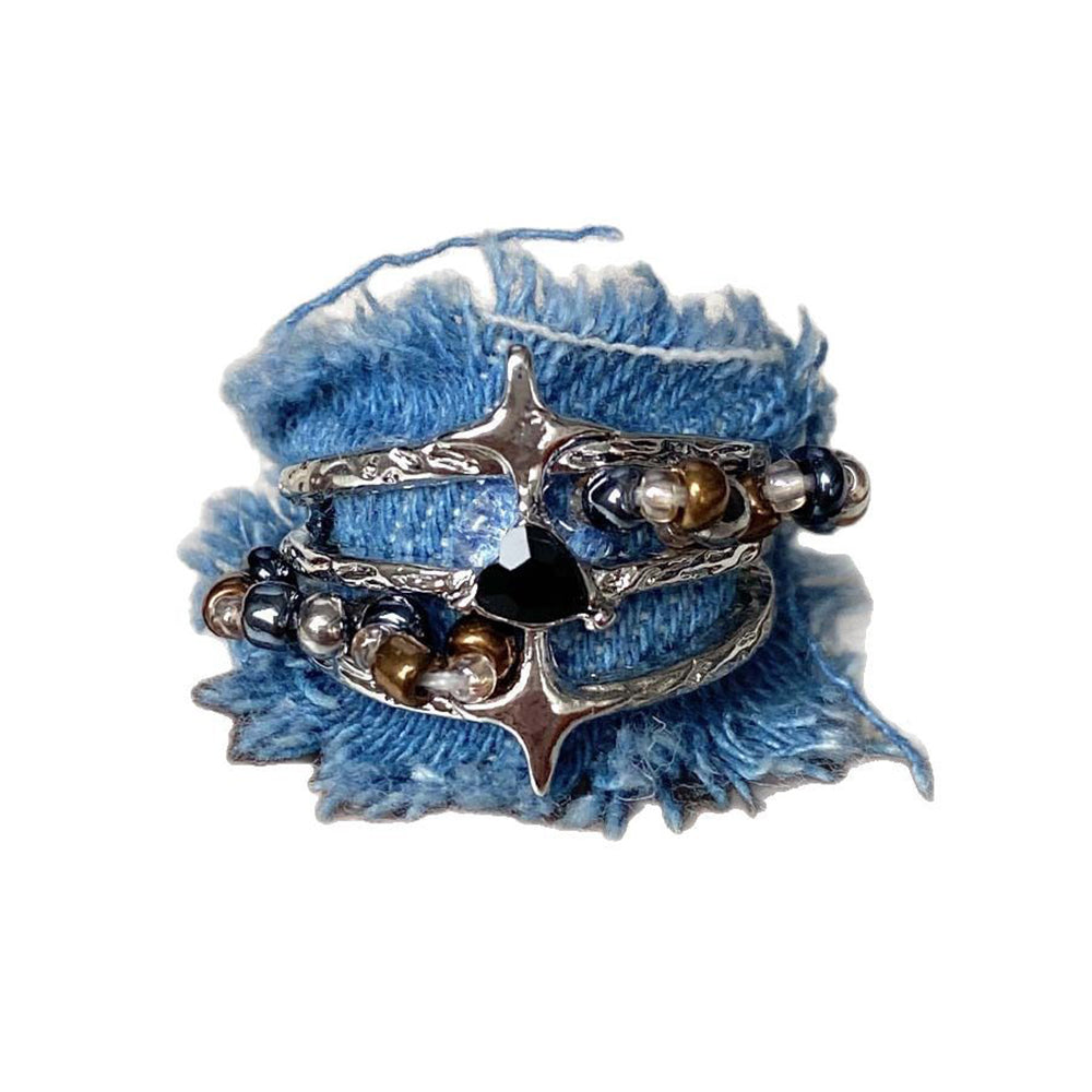 y2k denim bead ring boogzel clothing