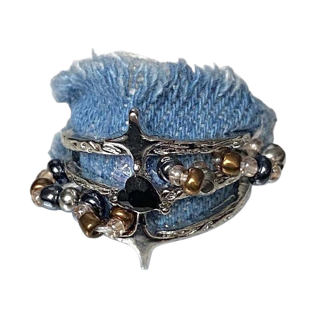 y2k denim bead ring boogzel clothing