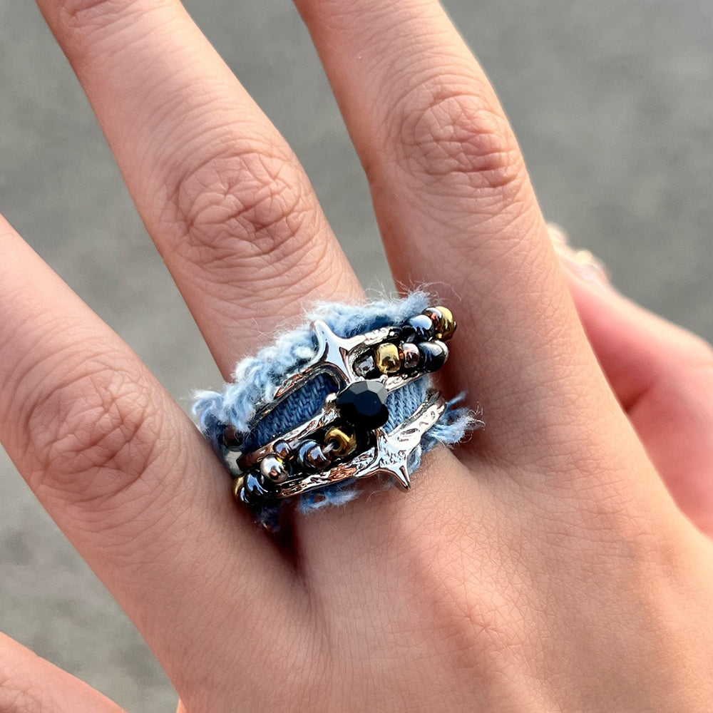 y2k denim bead ring boogzel clothing