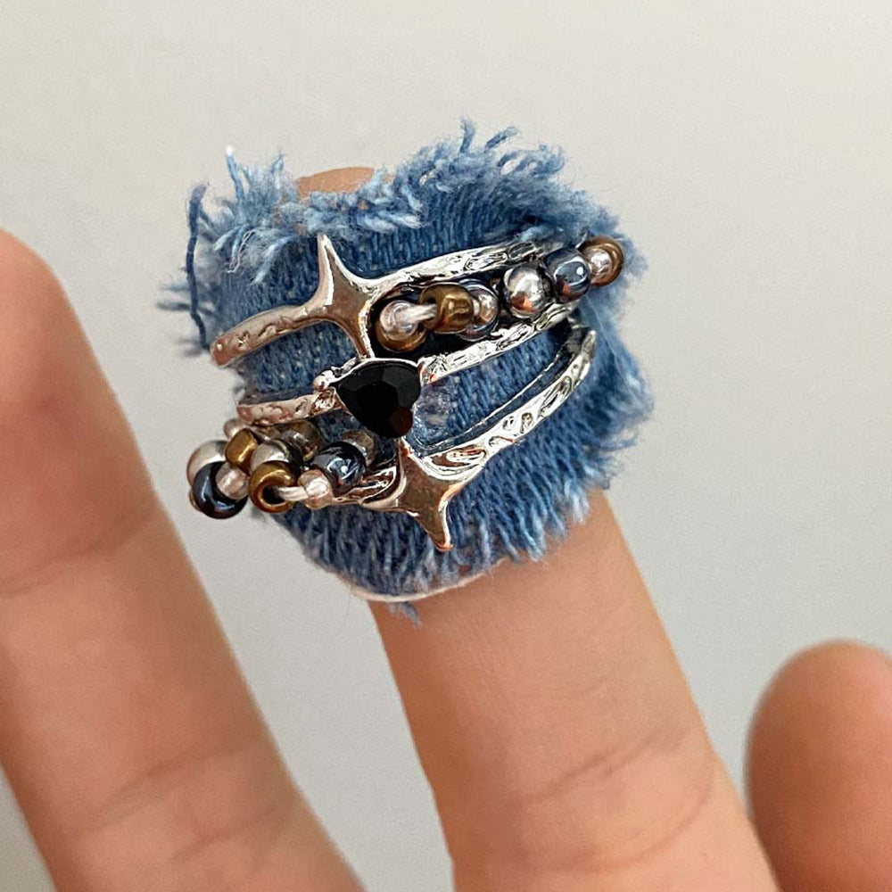 y2k denim bead ring boogzel clothing