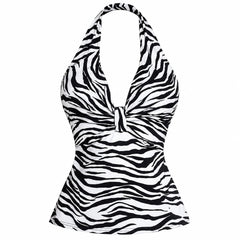 y2k era zebra print halter top boogzel clothing
