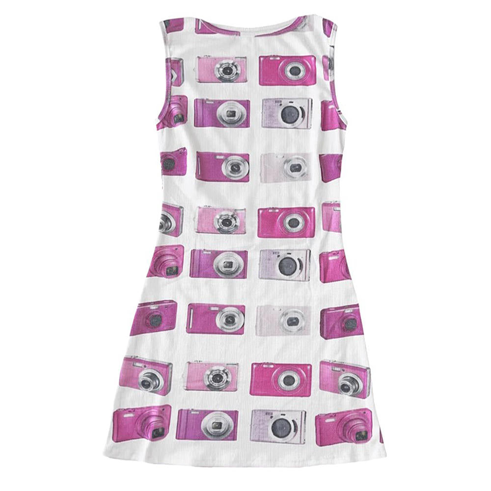 y2k flashback camera print dress boogzel clothing