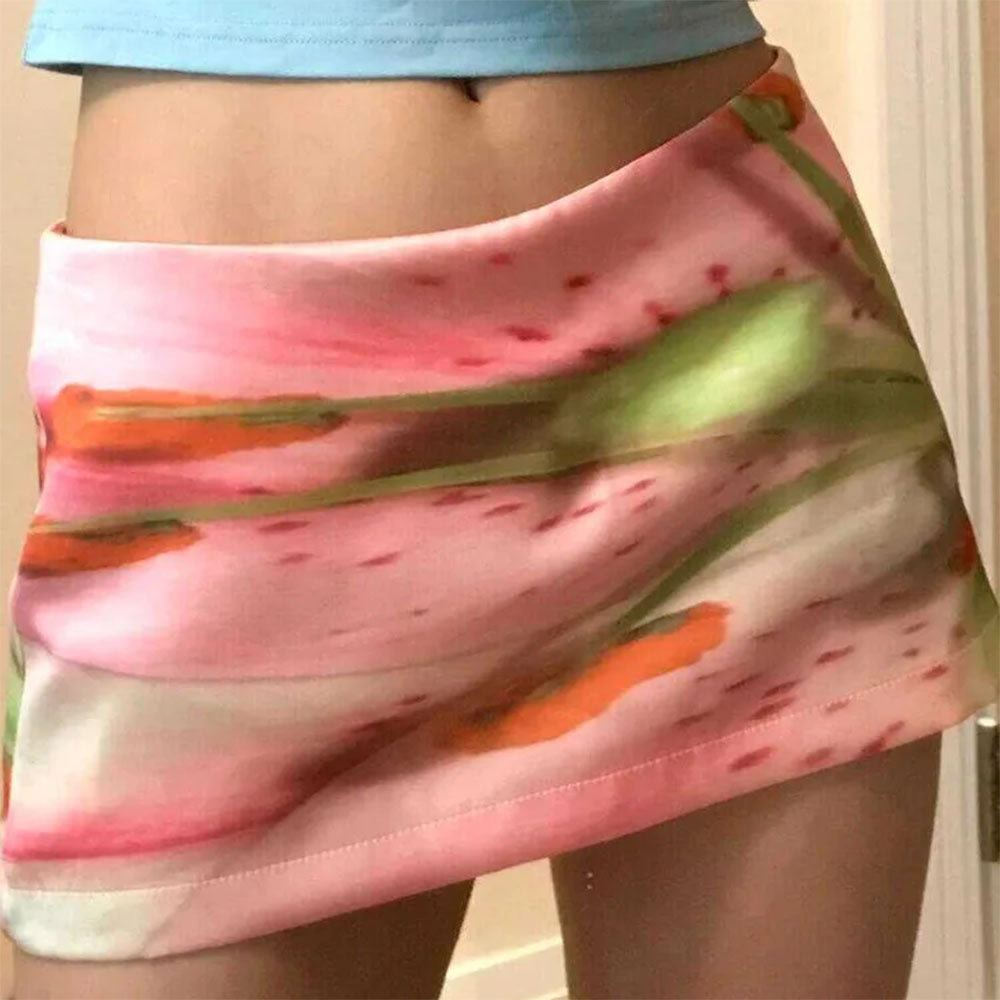 y2k floral print mini skirt boogzel clothing
