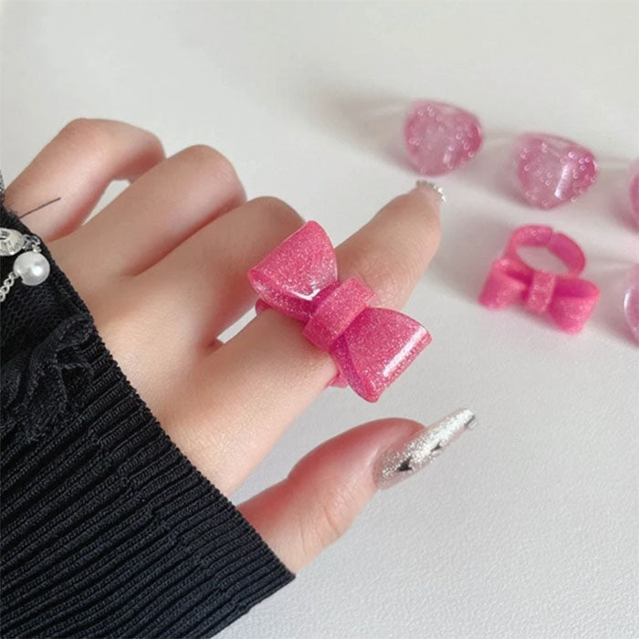 y2k glitter bow ring boogzel clothing