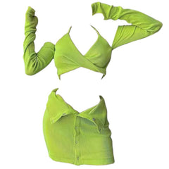 y2k halter top and mini skirt set