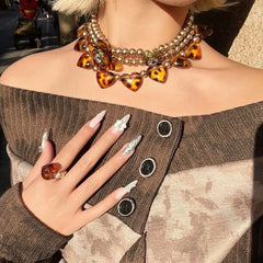 y2k leopard heart choker necklace boogzel clothing