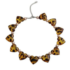 y2k leopard heart choker necklace boogzel clothing