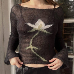 y2k lily crochet long sleeve top boogzel clothing