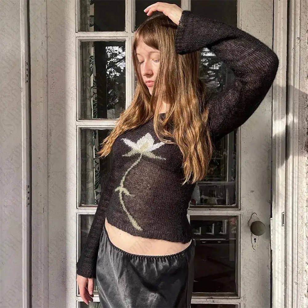 y2k lily crochet long sleeve top boogzel clothing