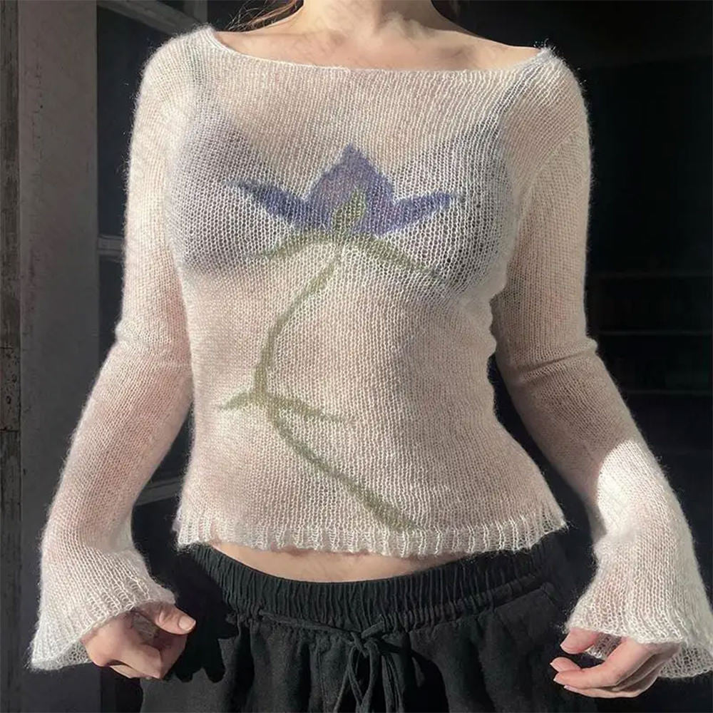 y2k lily crochet long sleeve top boogzel clothing