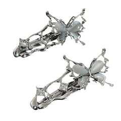y2k metal butterfly hair clips boogzel clothing