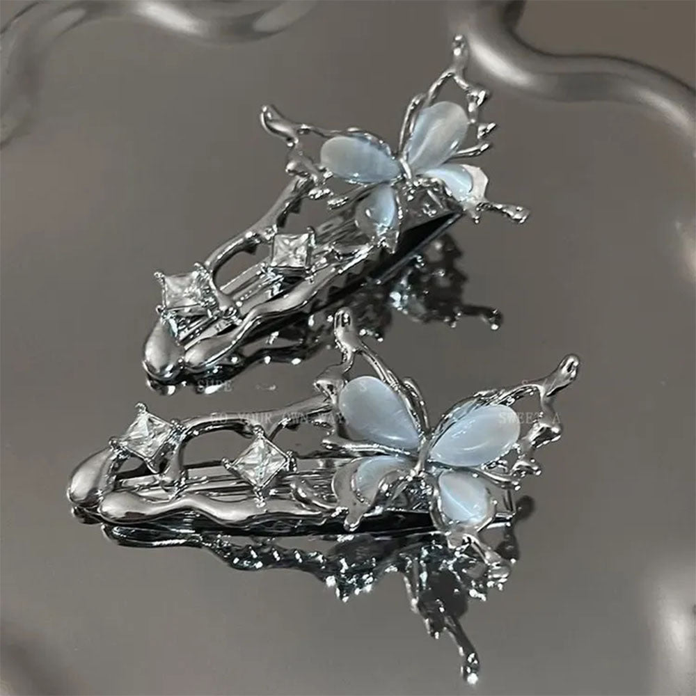 y2k metal butterfly hair clips boogzel clothing