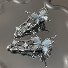 y2k metal butterfly hair clips boogzel clothing