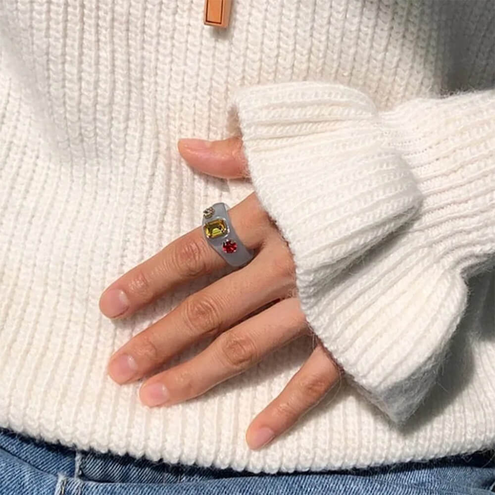rhinestone acrylic ring boogzel clothing