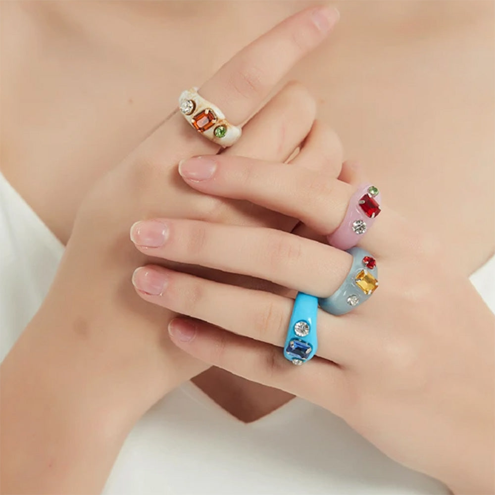rhinestone acrylic ring boogzel clothing