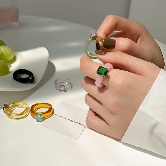 y2k rhinestone chunky ring boogzel clothing