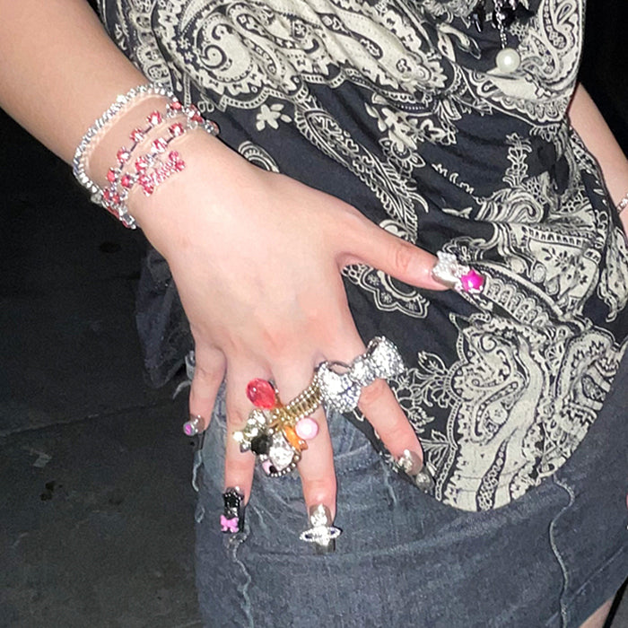 y2k rhinestone dog bone bracelet boogzel clothing
