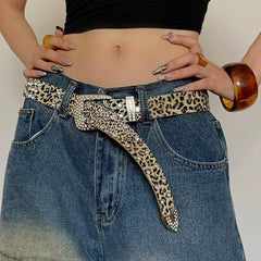 y2k rhinestone leopard belt boogzel clothing