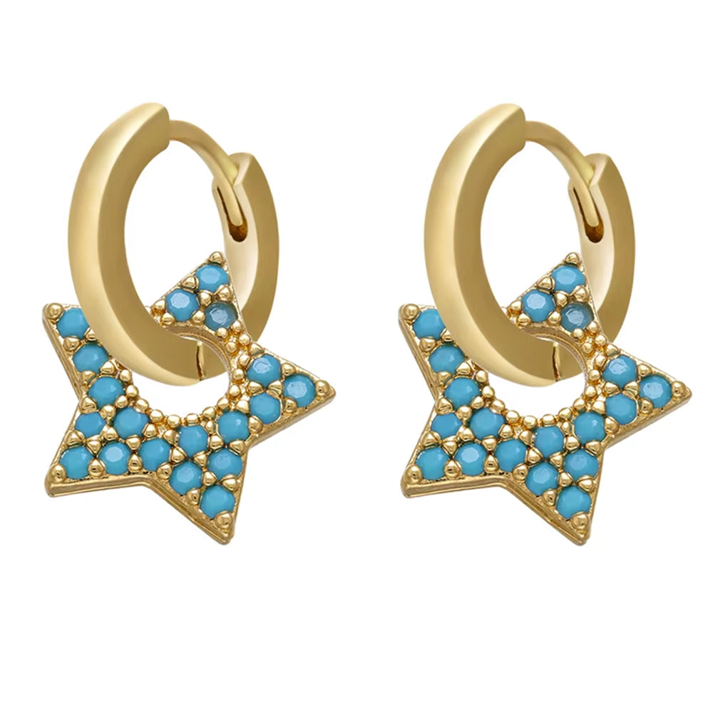 y2k star drop hoops earrings boogzel clothing